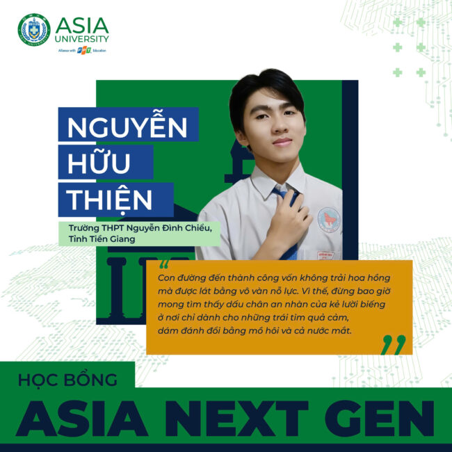 Nguyễn Hữu Thiện nhận học bổng Asia Next Gen từ Asia University Vietnam