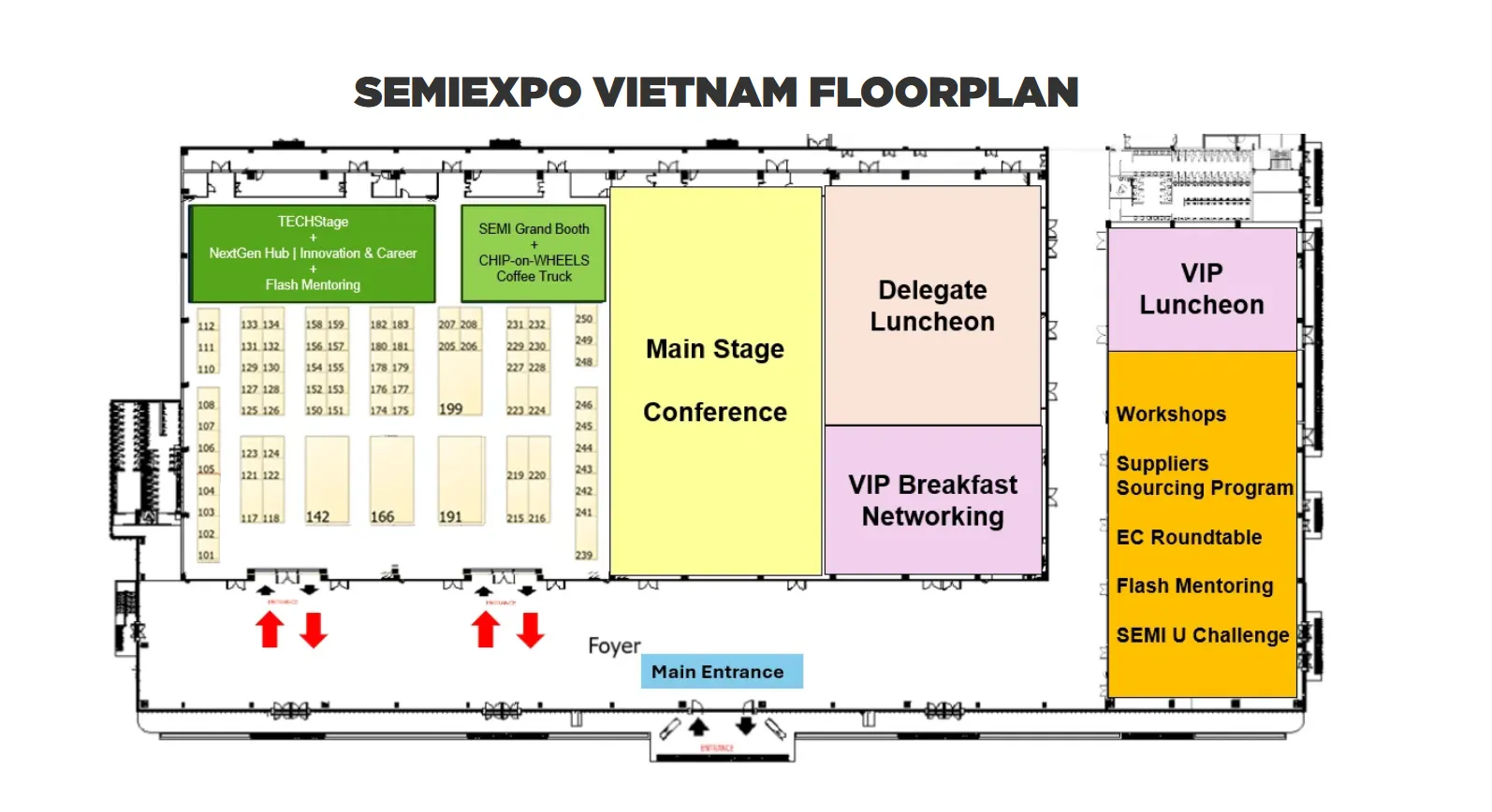 Sơ đồ các khu vực tại triển lãm SEMIEXPO Vietnam 2025
