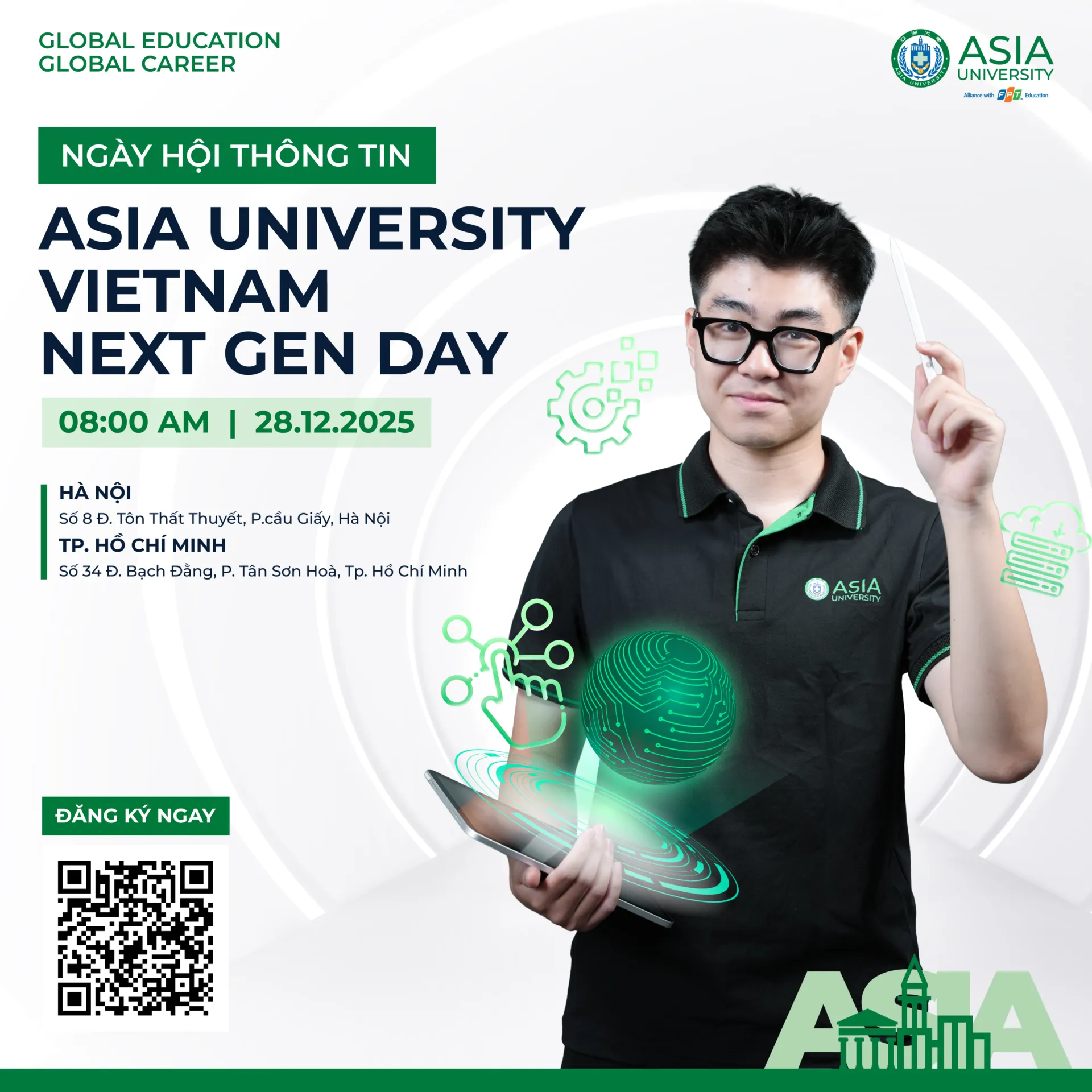 Info Day "Asia University Vietnam Next Gen Day" diễn ra tại 2 cơ sở của Hà Nội và TP. Hồ Chí Minh vào ngày 28/12
