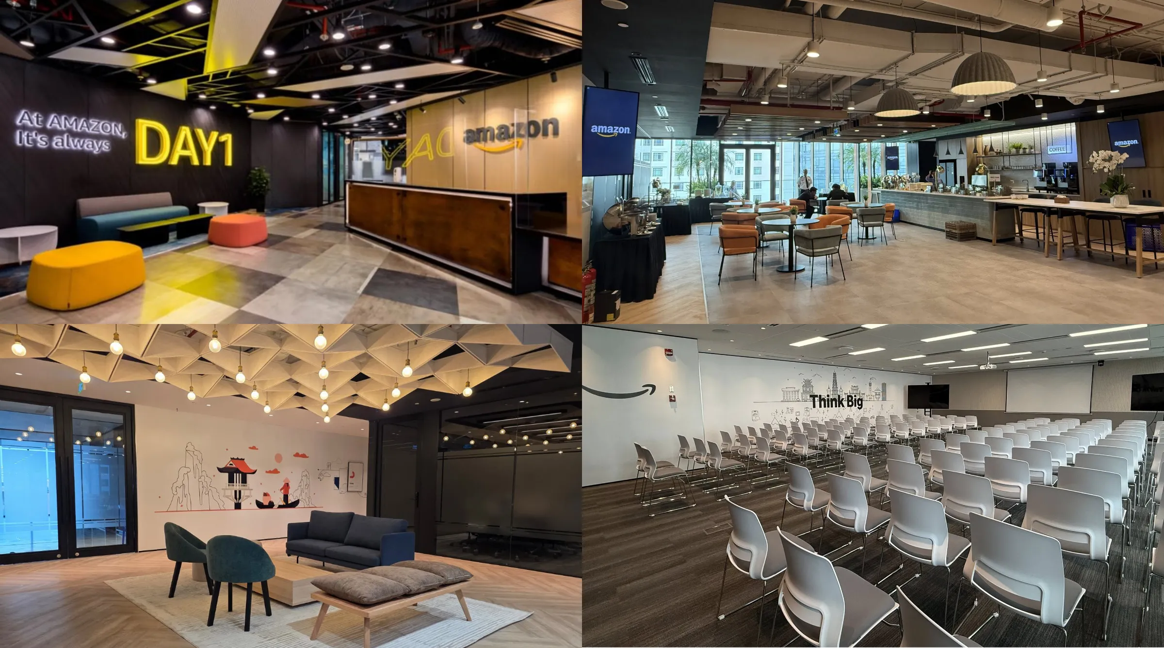 Không gian làm việc tại văn phòng Amazon Web Services (AWS) tại Hà Nội, nơi sinh viên sẽ được tìm hiểu văn hóa doanh nghiệp và Amazon Leadership Principles