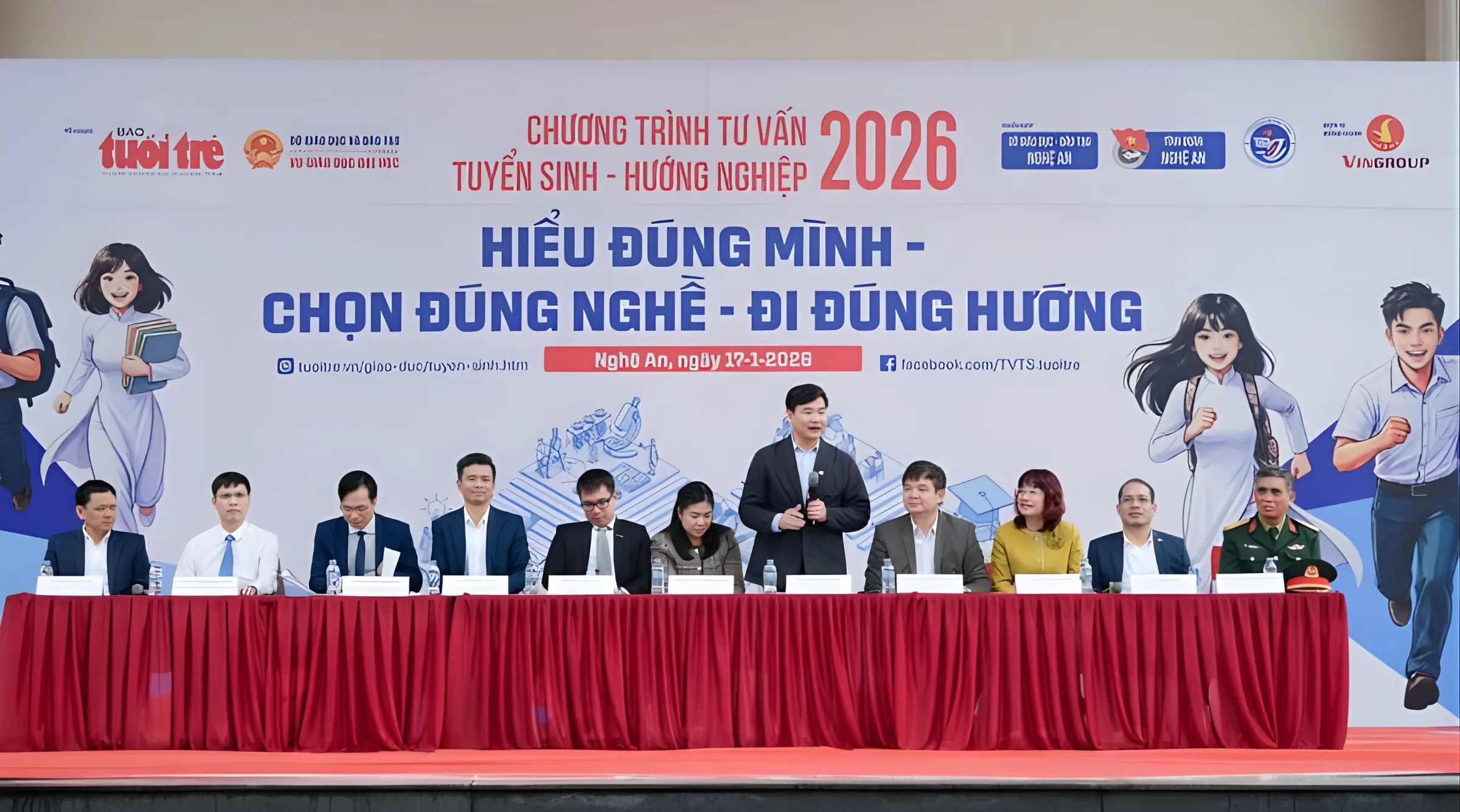 Quang cảnh chương trình Ngày hội Tư vấn tuyển sinh – hướng nghiệp 2026 tại Nghệ An 