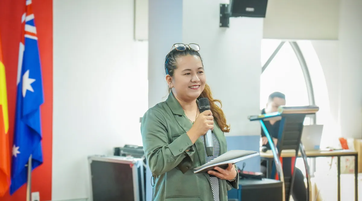 TS. Nguyễn Thị Thanh Tâm – Quyền Giám đốc Asia Vietnam cơ sở TP.HCM phát biểu khai mạc tại chương trình Greenovation 2026