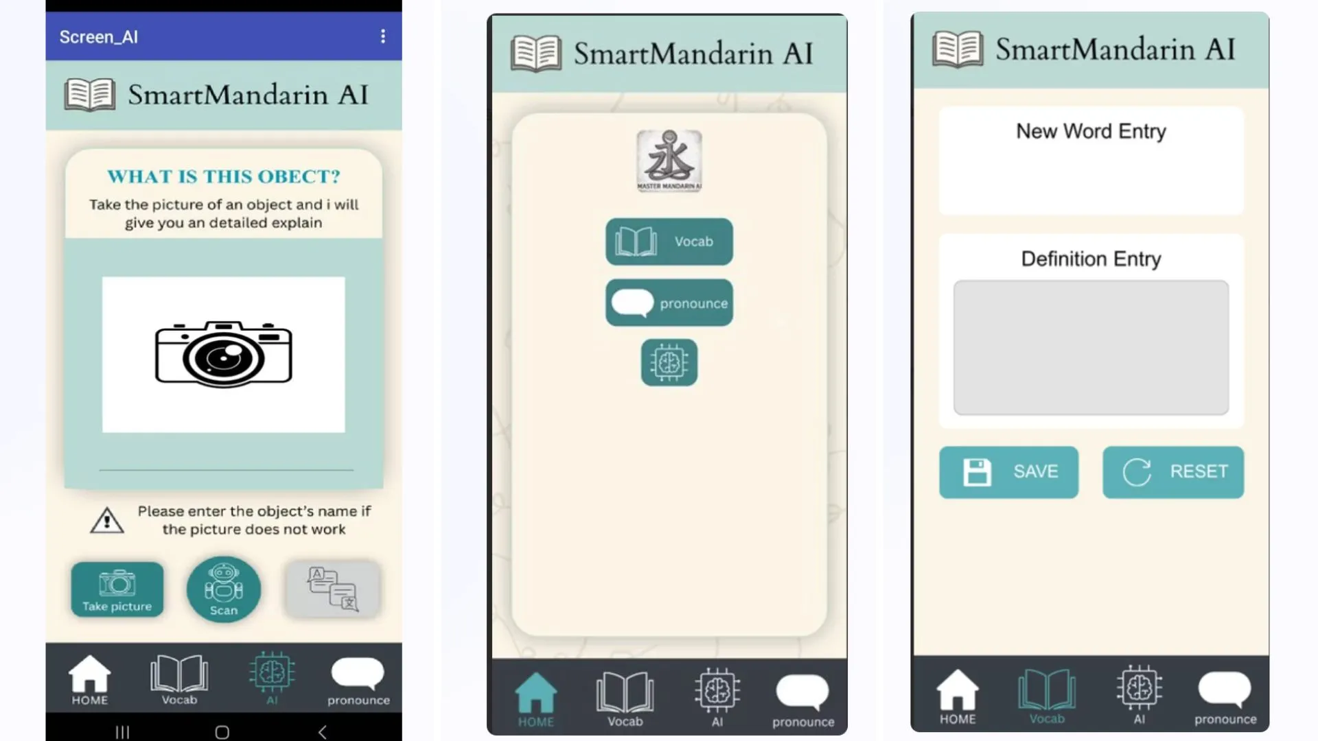 “SmartMandarin AI” là sản phẩm do nhóm sinh viên Asia Vietnam phát triển, sở hữu giao diện tối giản cho phép người học chụp ảnh để nhận diện từ mới, lưu trữ từ vựng và luyện phát âm trong cùng một trải nghiệm liền mạch.