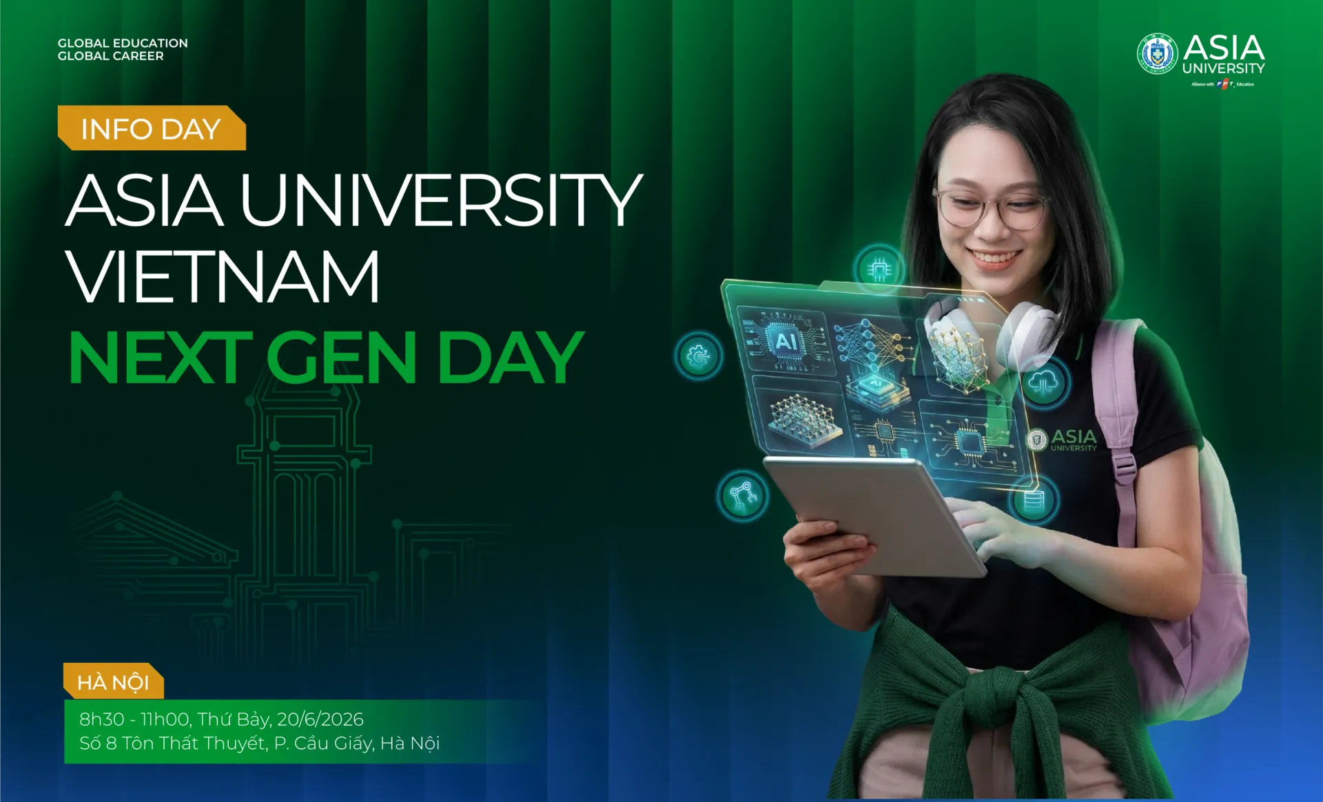 Ngày 20/06/2026, Asia University Vietnam tổ chức Info Day "Asia University Vietnam Next Gen Day" tại cơ sở Hà Nội