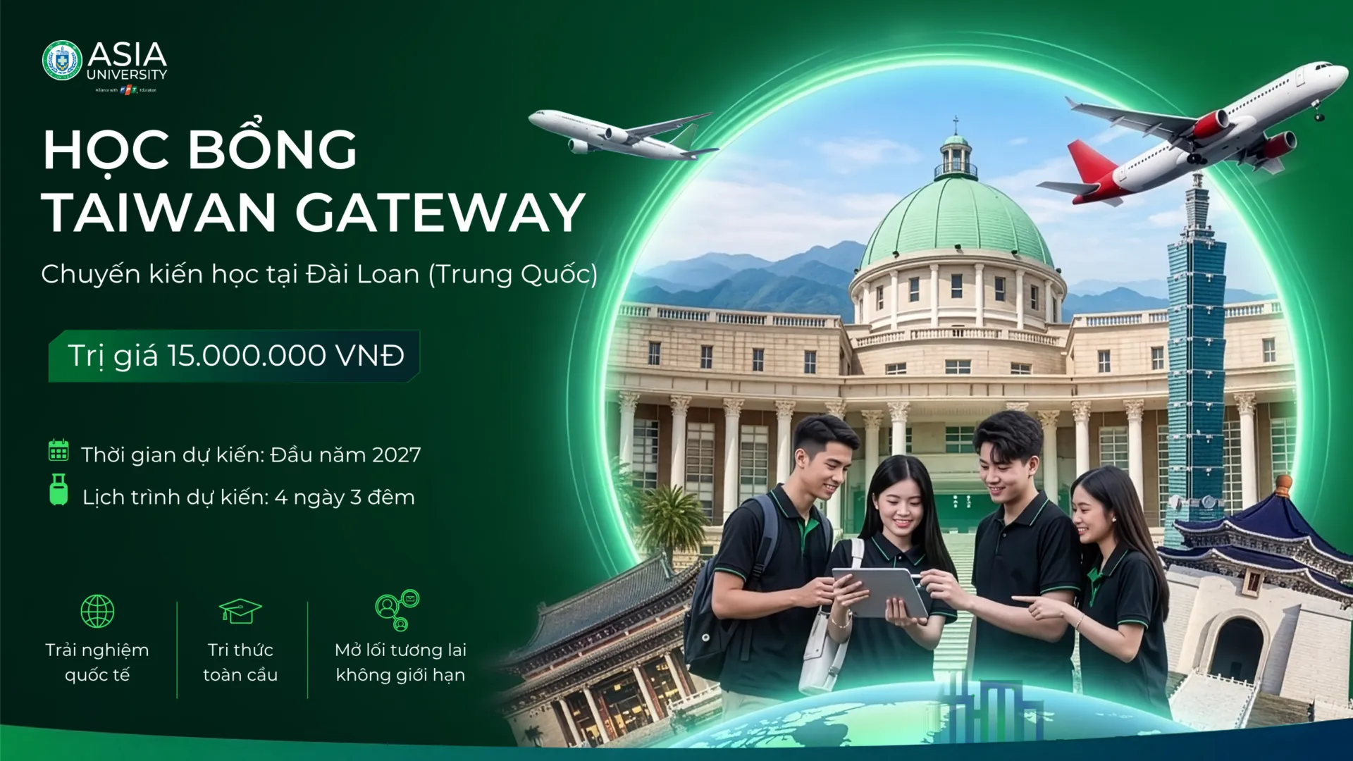 Chuyến kiến học tại Đài Loan (Trung Quốc) là một trong những khởi đầu quốc tế đầu tiên trong quá trình học tập tại Asia Vietnam.