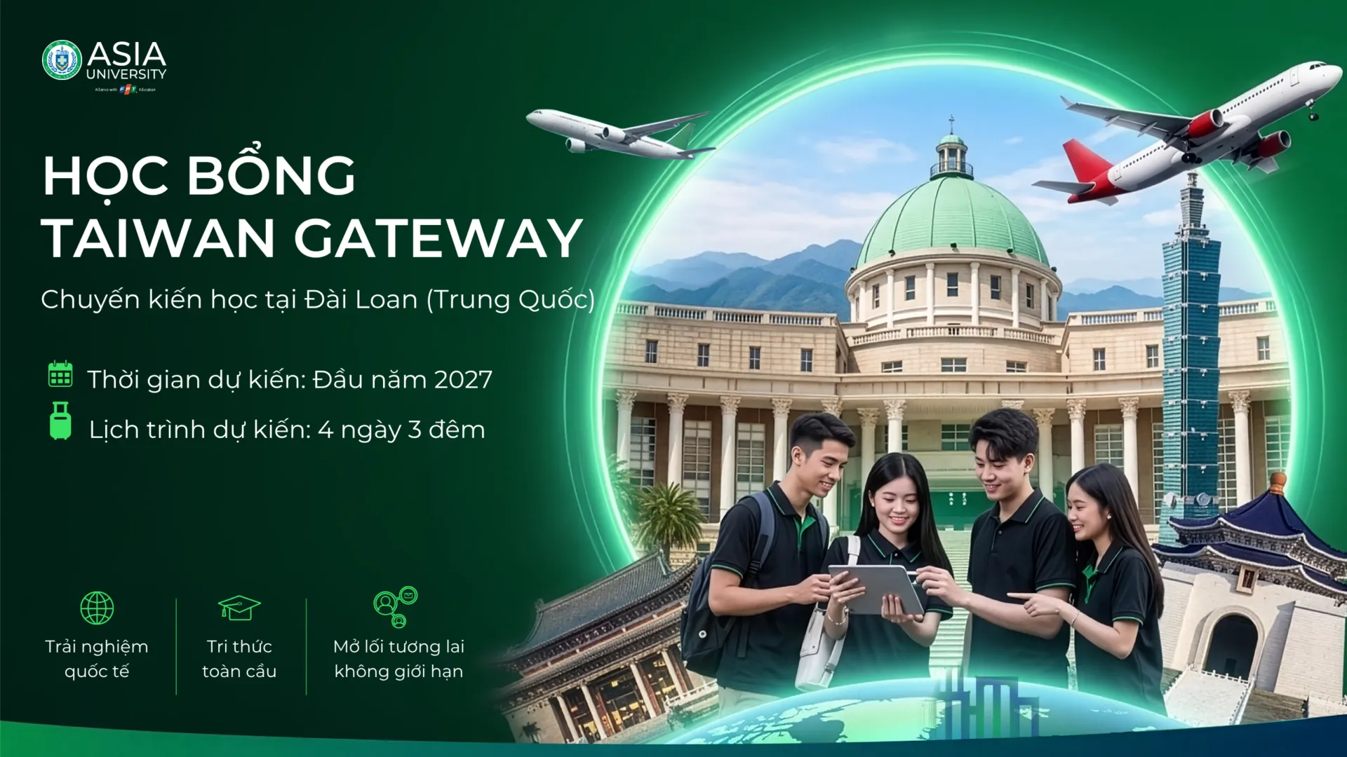 Chuyến kiến học tại Đài Loan (Trung Quốc) là một trong những khởi đầu quốc tế đầu tiên trong quá trình học tập tại Asia Vietnam.