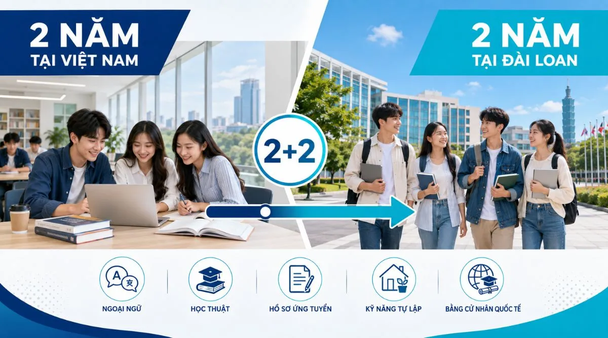 M&ocirc; h&igrave;nh 2+2 của Asia University Program gi&uacute;p sinh vi&ecirc;n c&oacute; giai đoạn chuẩn bị tại Việt Nam trước khi chuyển tiếp sang học tập tại Đ&agrave;i Loan.