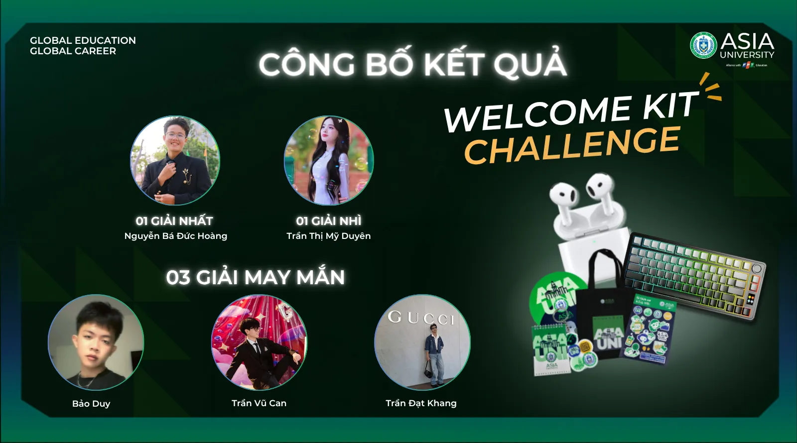 Những gương mặt được gọi tên tại các hạng mục giải thưởng của Welcome Kit Challenge.