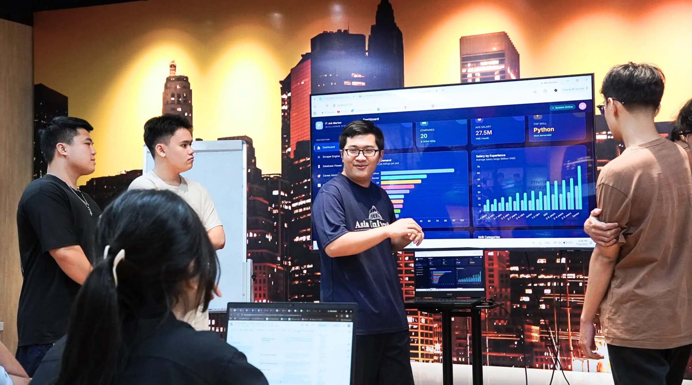 Sinh viên Asia University Program trình bày dự án môn học, vận dụng kiến thức công nghệ và tư duy giải quyết vấn đề trong quá trình học tập